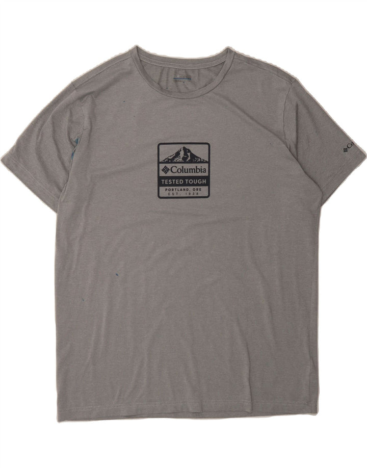 COLUMBIA Mens Graphic T-Shirt Top XL Grey Polyester Vintage Columbia and Second-Hand Columbia from Messina Hembry 