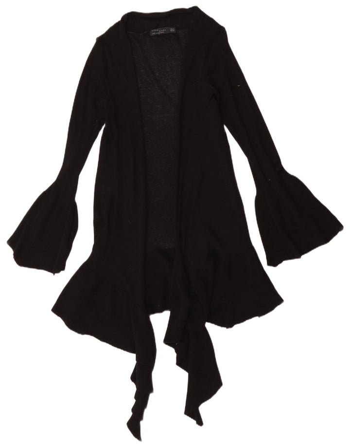 Maglione cardigan aperto lungo da donna Zara UK 12 cotone nero medio