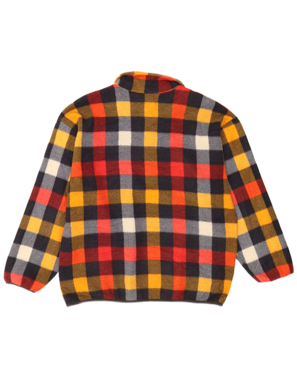 Maglione in pile da uomo con zip e collo El Charro XL in poliestere a quadri multicolore