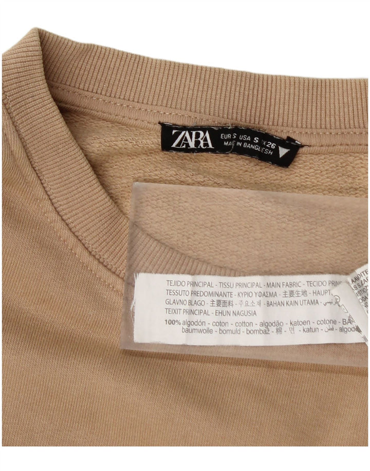 Zara Uomo Felpa Maglione Piccolo Cotone Beige