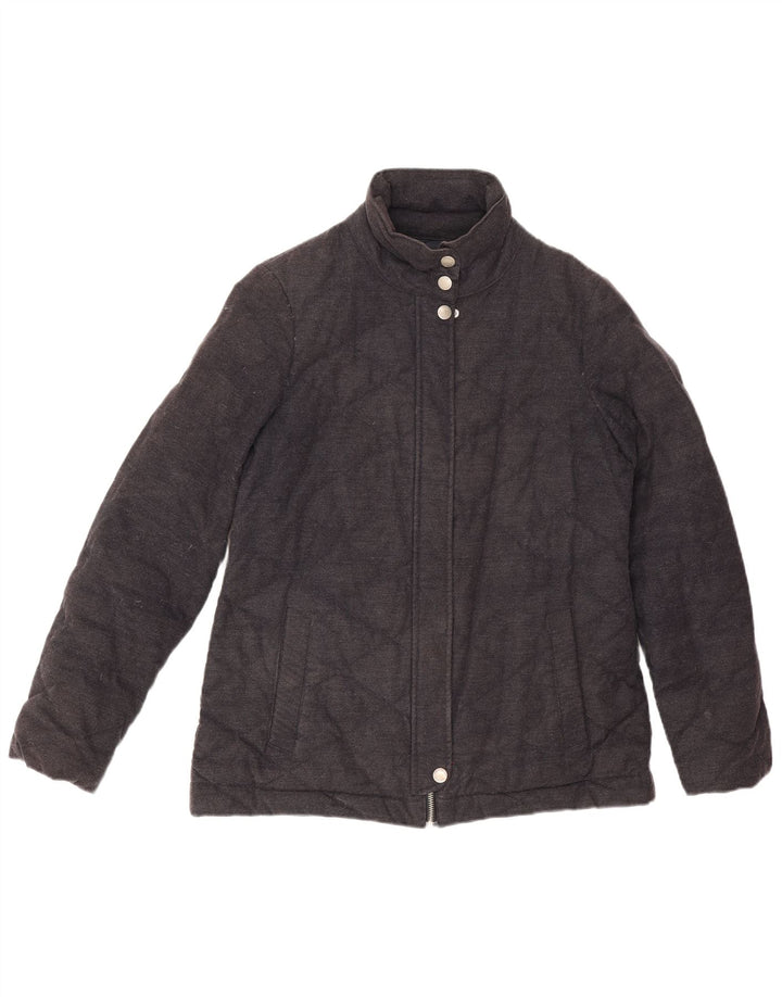 Crew Clothing Giacca trapuntata oversize da donna UK 10 piccola in cotone nero