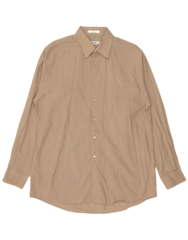 Camicia da uomo Calvin Klein taglia 16 grande cotone a righe beige