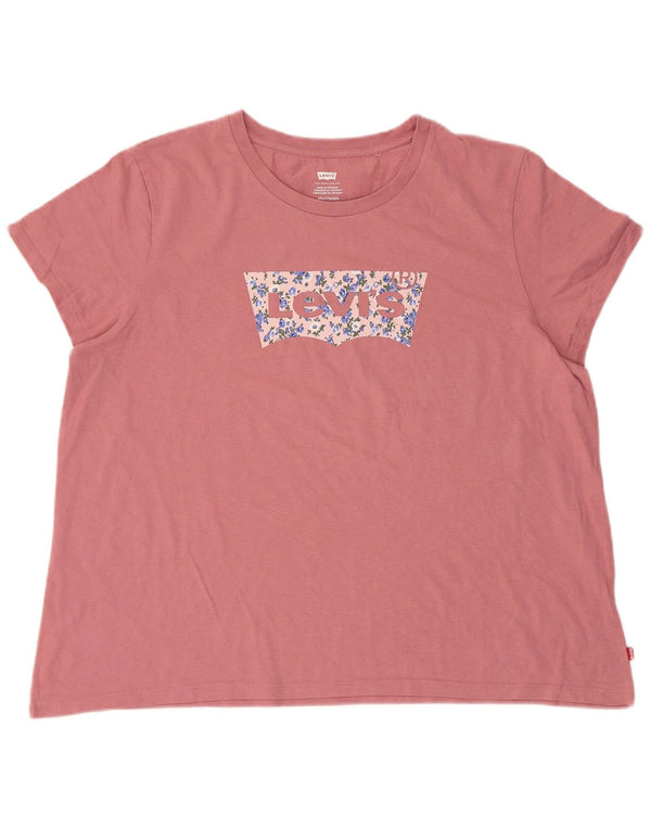 T-shirt grafica da donna Levi's Top UK 20 2XL cotone rosa
