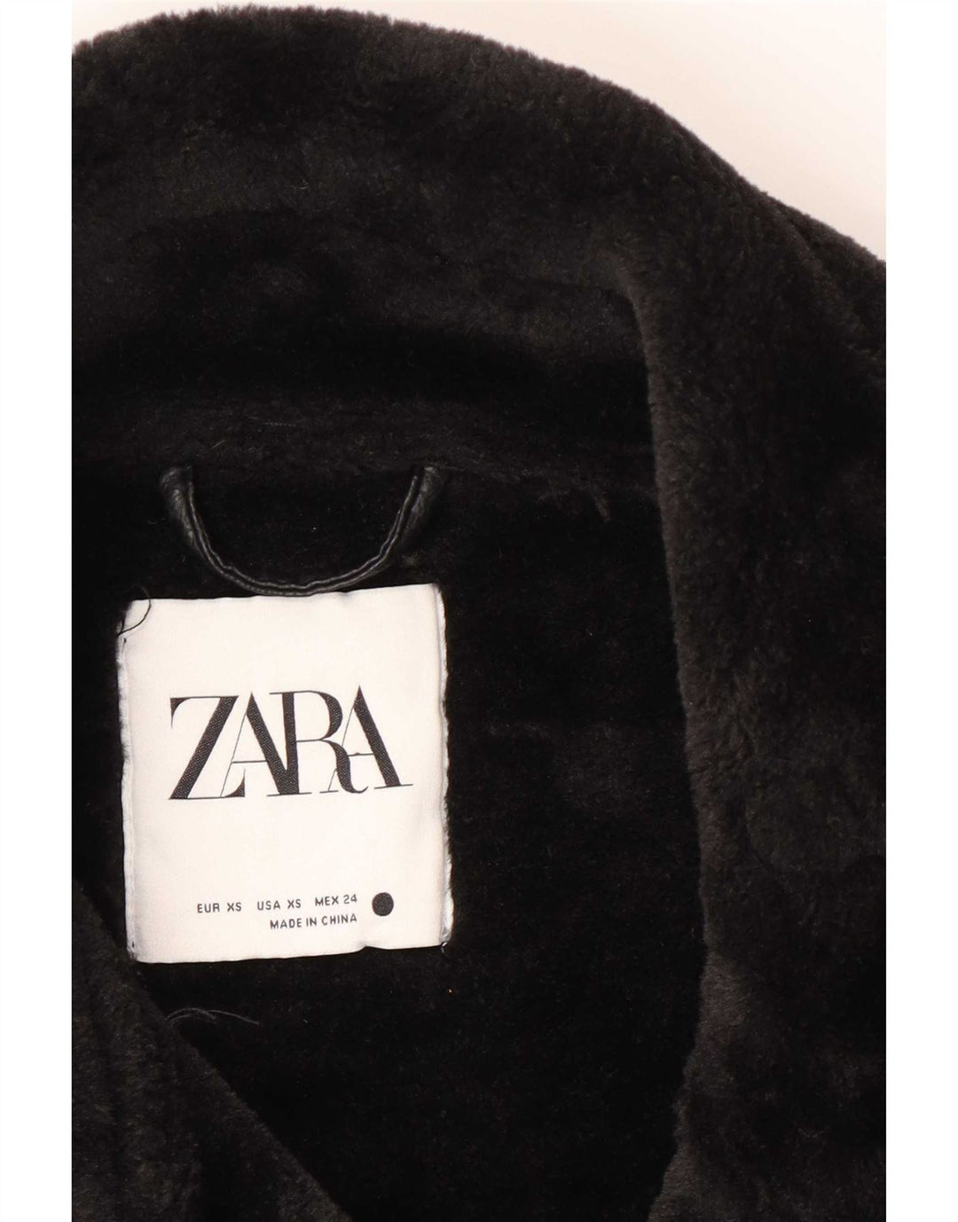 Giacca da motociclista Sherpa oversize da donna Zara, vestibilità ampia, UK 6 XS, poliestere nero