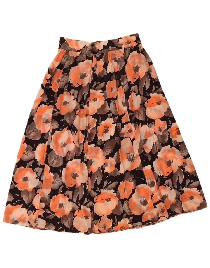 Gonna svasata da donna vintage W28 floreale arancione medio