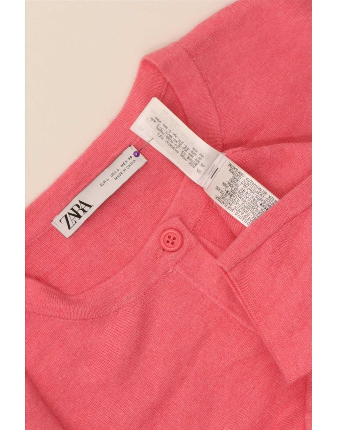 Maglione cardigan da donna Zara UK 14 grande rosa modal