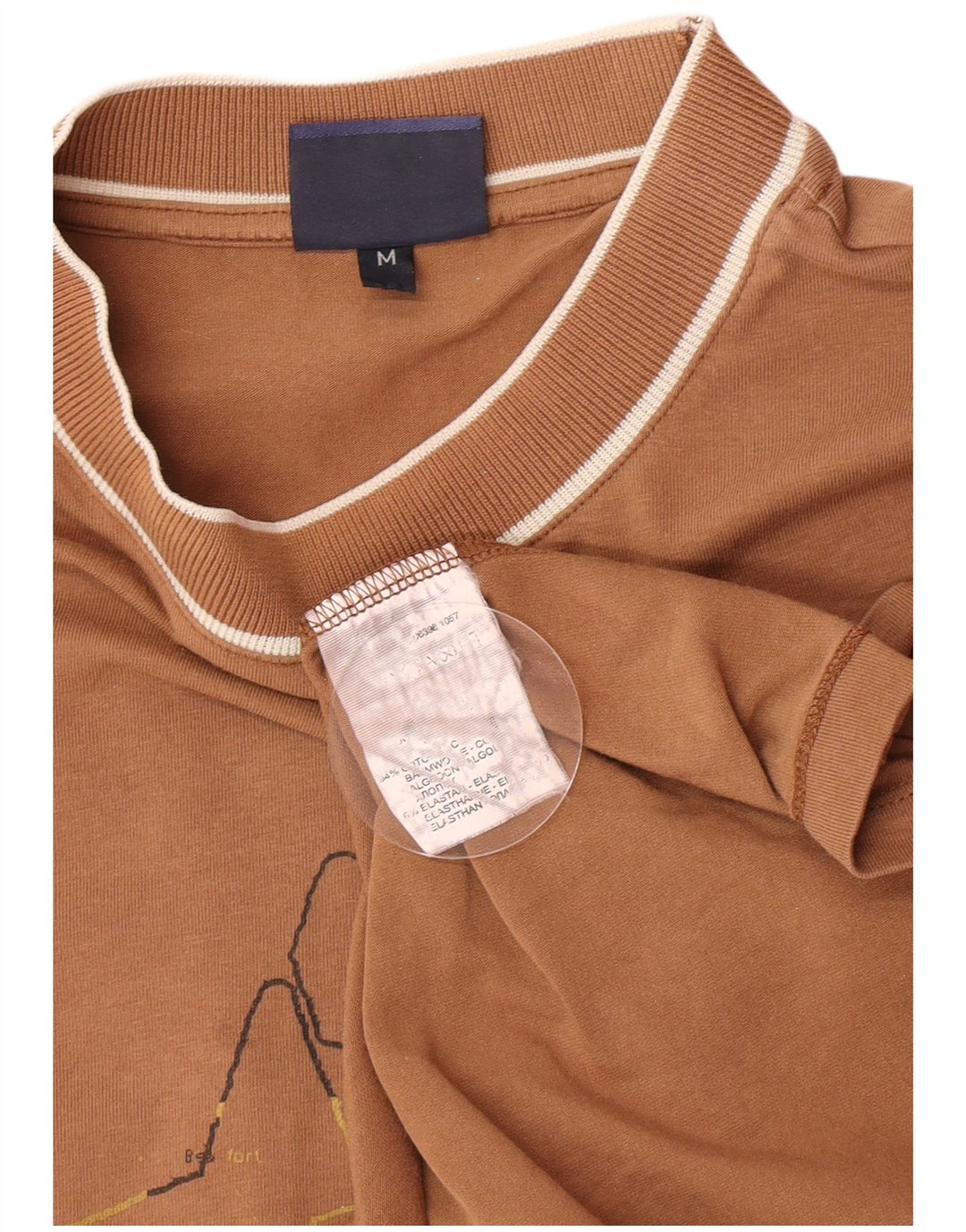 Trussardi Jeans Top Grafico da Uomo Manica Lunga in Cotone Marrone Medio