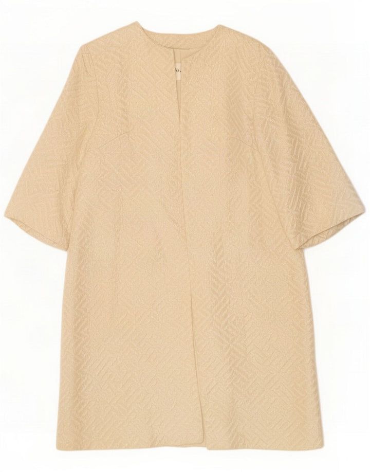 Soprabito aperto da donna vintage con maniche a 3/4 EU 40 Beige medio geometrico