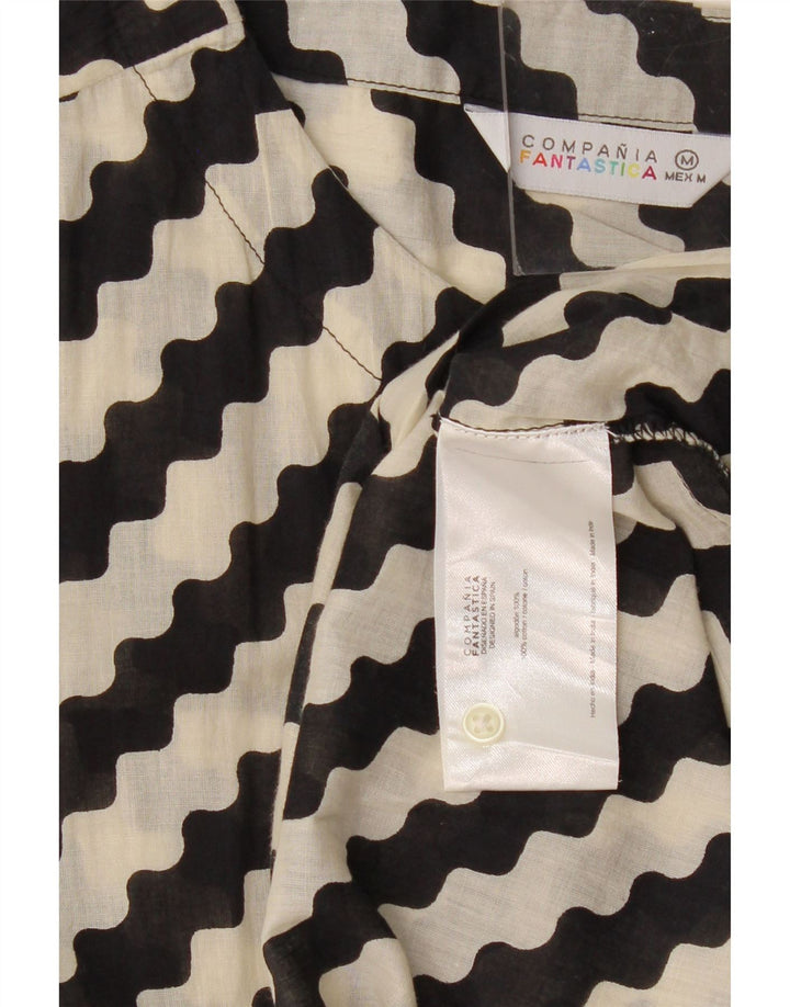 COMPANIA FANTASTICA Abito a trapezio da donna UK 14 Cotone a righe nere medie