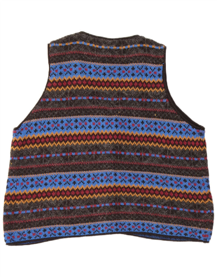 Gilet vintage da uomo in maglia grande geometrico multicolore