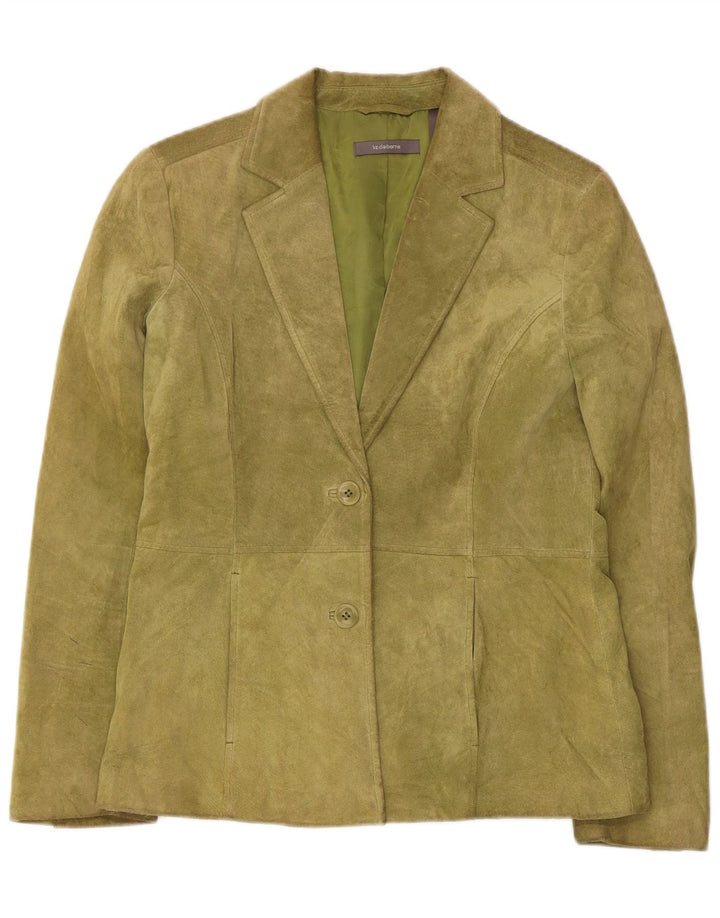 Giacca blazer in pelle scamosciata a 2 bottoni da donna Liz Claiborne US 6 in pelle verde medio