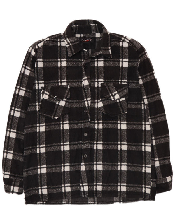 Camicia in pile vintage da uomo XL Black Check