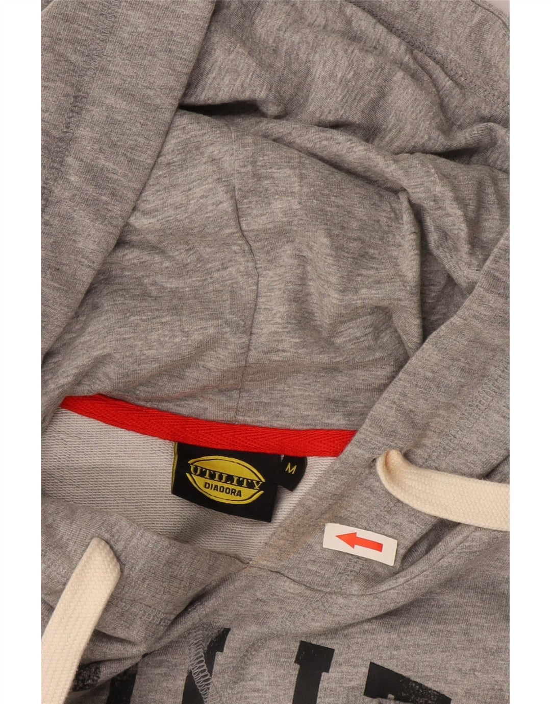 Felpa con cappuccio grafica da uomo Diadora in cotone grigio medio