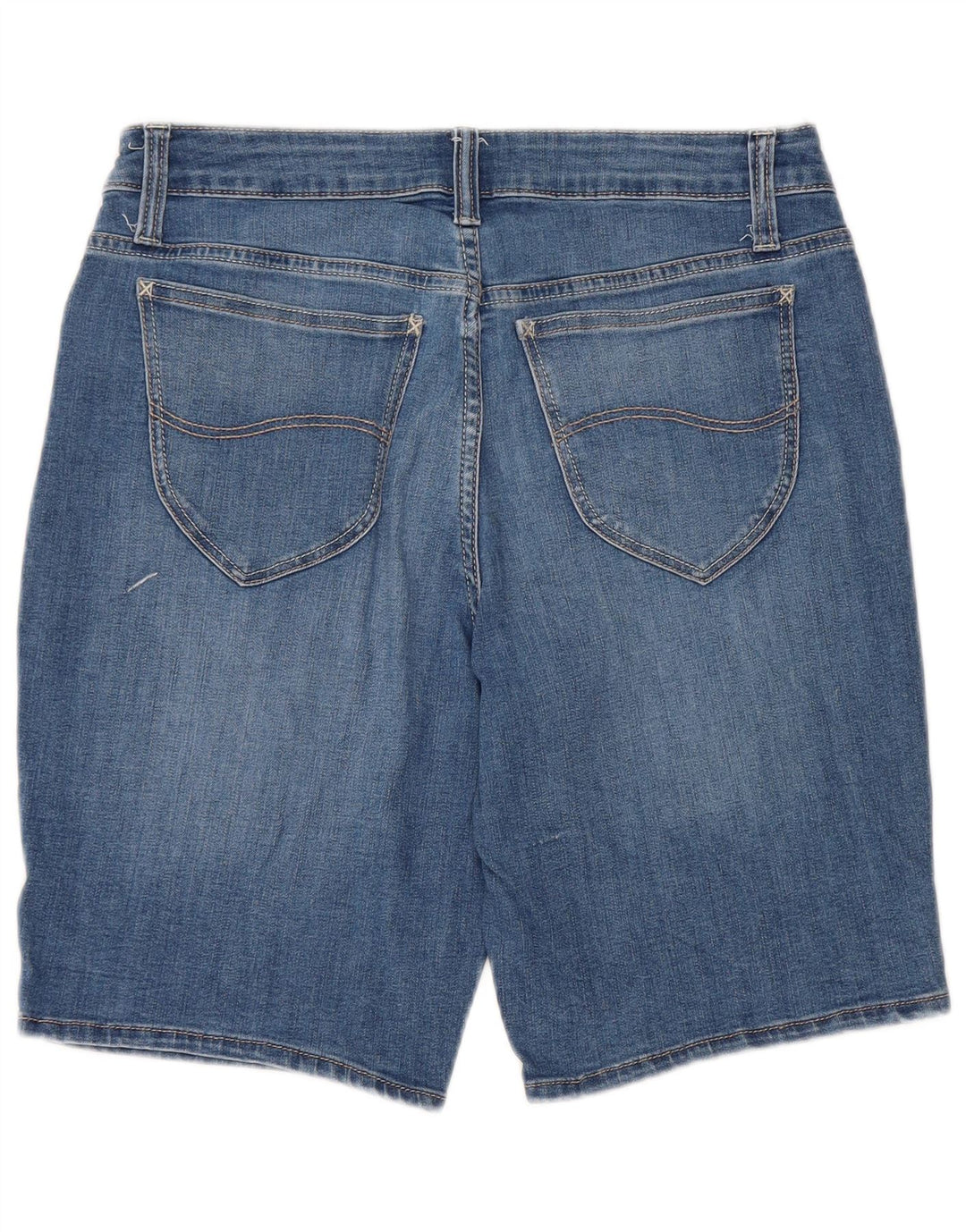 Pantaloncini di jeans Bermuda a vita media da donna LEE Riders US 10 Large W30 Blu