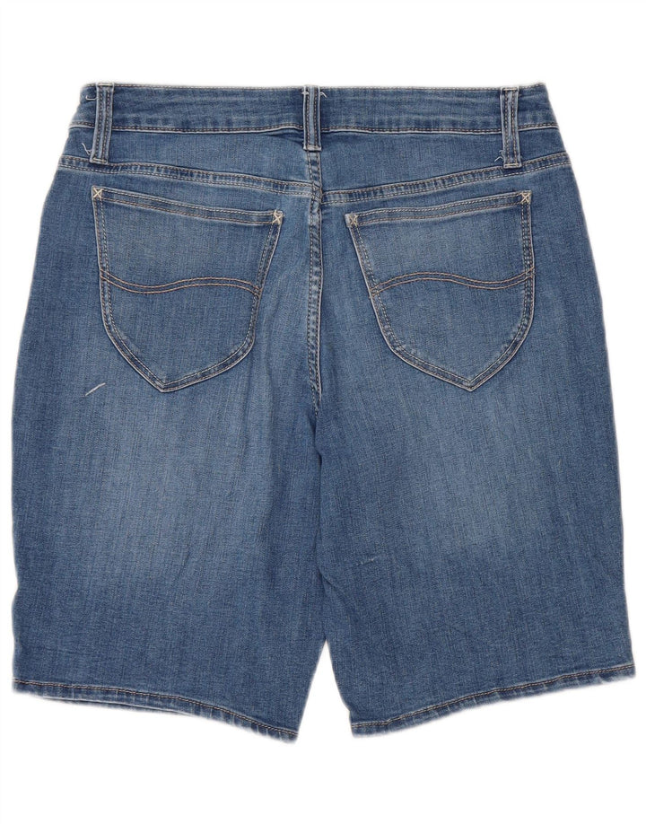 Pantaloncini di jeans Bermuda a vita media da donna LEE Riders US 10 Large W30 Blu