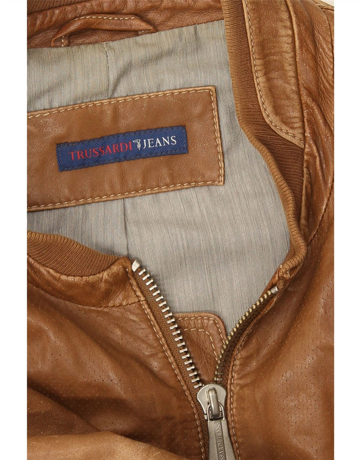 Giacca in pelle da uomo Trussardi Jeans UK 38 Pelle marrone medio