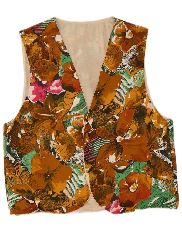 Gilet vintage da uomo medio floreale multicolore