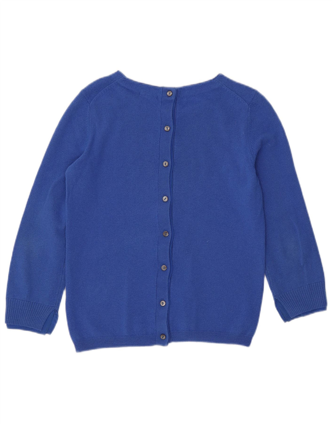 JIGSAW Maglione cardigan con maniche a 3/4 da donna UK 10 Piccolo Lana Blu