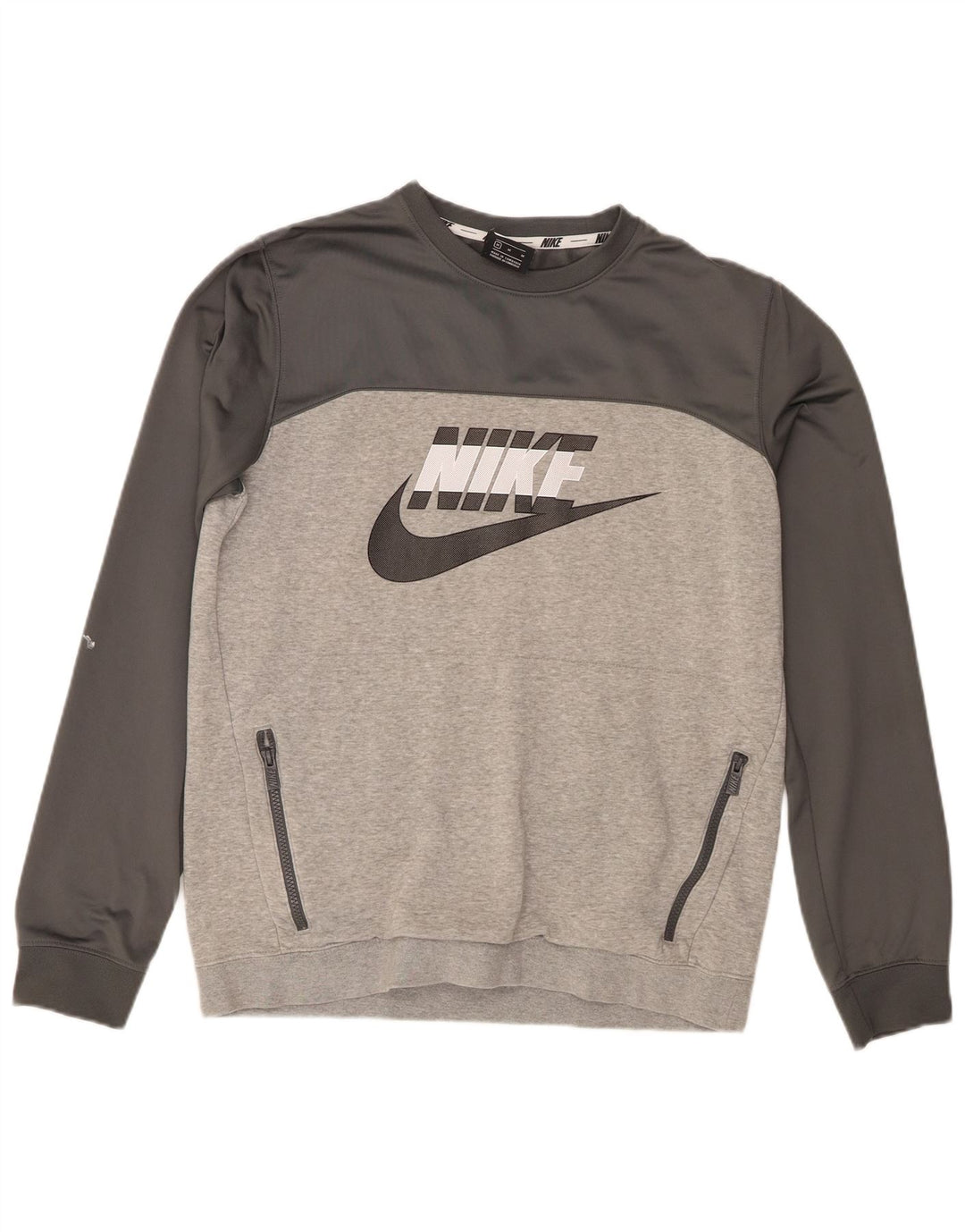 Felpa grafica da uomo Nike Felpa in cotone color block grigio medio