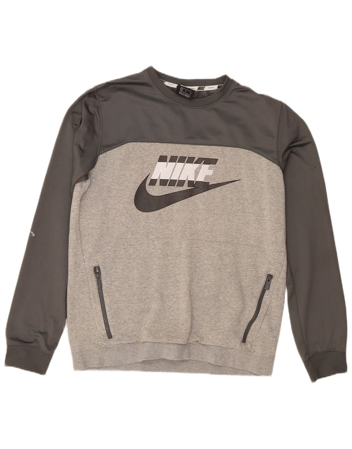Felpa grafica da uomo Nike Felpa in cotone color block grigio medio