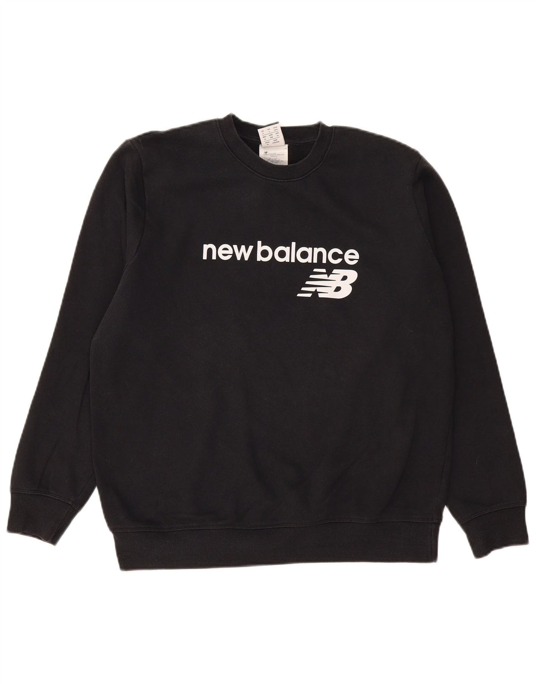 NEW BALANCE Felpa con grafica da donna Maglione UK 16 Grande cotone nero