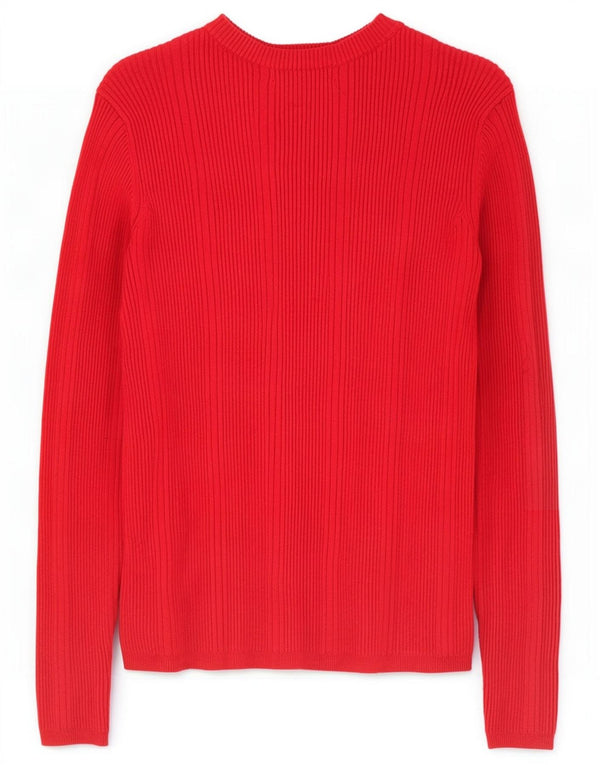 Maglione maglione con scollo a barca da donna Marks & Spencer UK 10 piccolo viscosa rossa