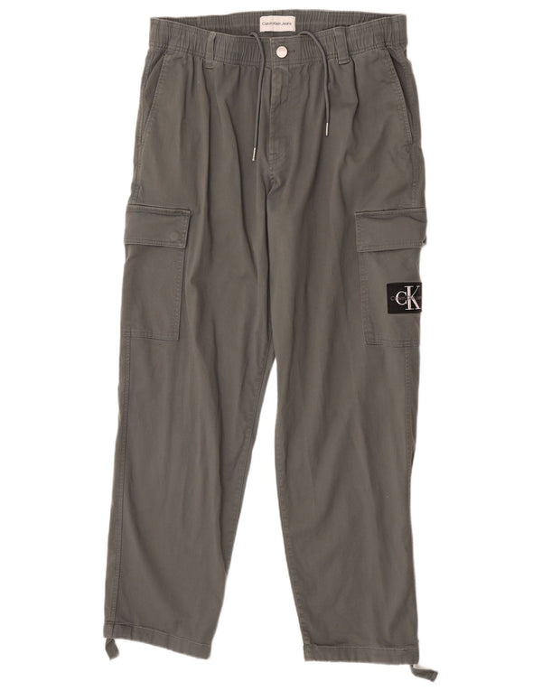 Pantaloni cargo pegged da uomo Calvin Klein W34 L32 in cotone grigio