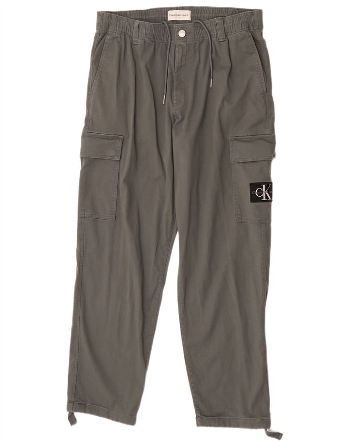 Pantaloni cargo pegged da uomo Calvin Klein W34 L32 in cotone grigio