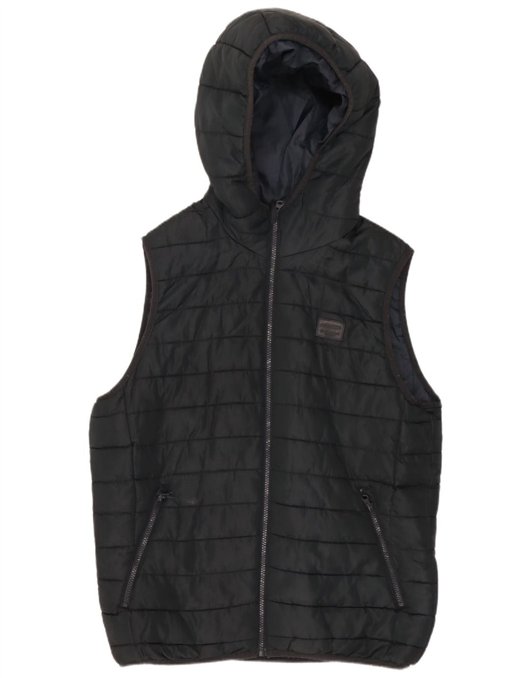 Gilet imbottito con cappuccio da uomo Jack & Jones UK 36 piccolo poliestere nero