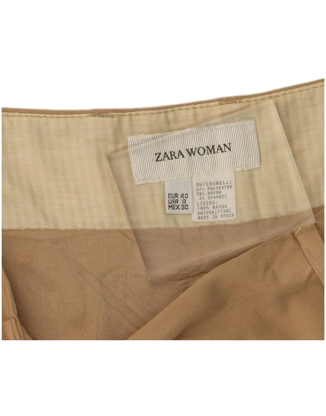 Gonna a trapezio da donna Zara IT 40 piccola W30 poliestere kaki