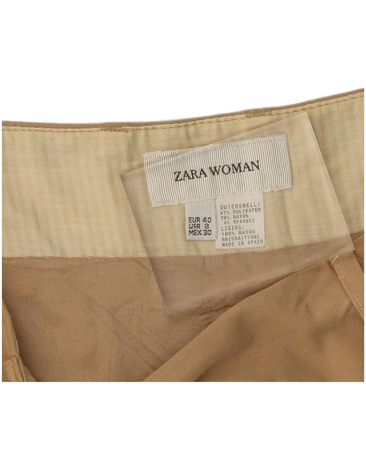 Gonna a trapezio da donna Zara IT 40 piccola W30 poliestere kaki