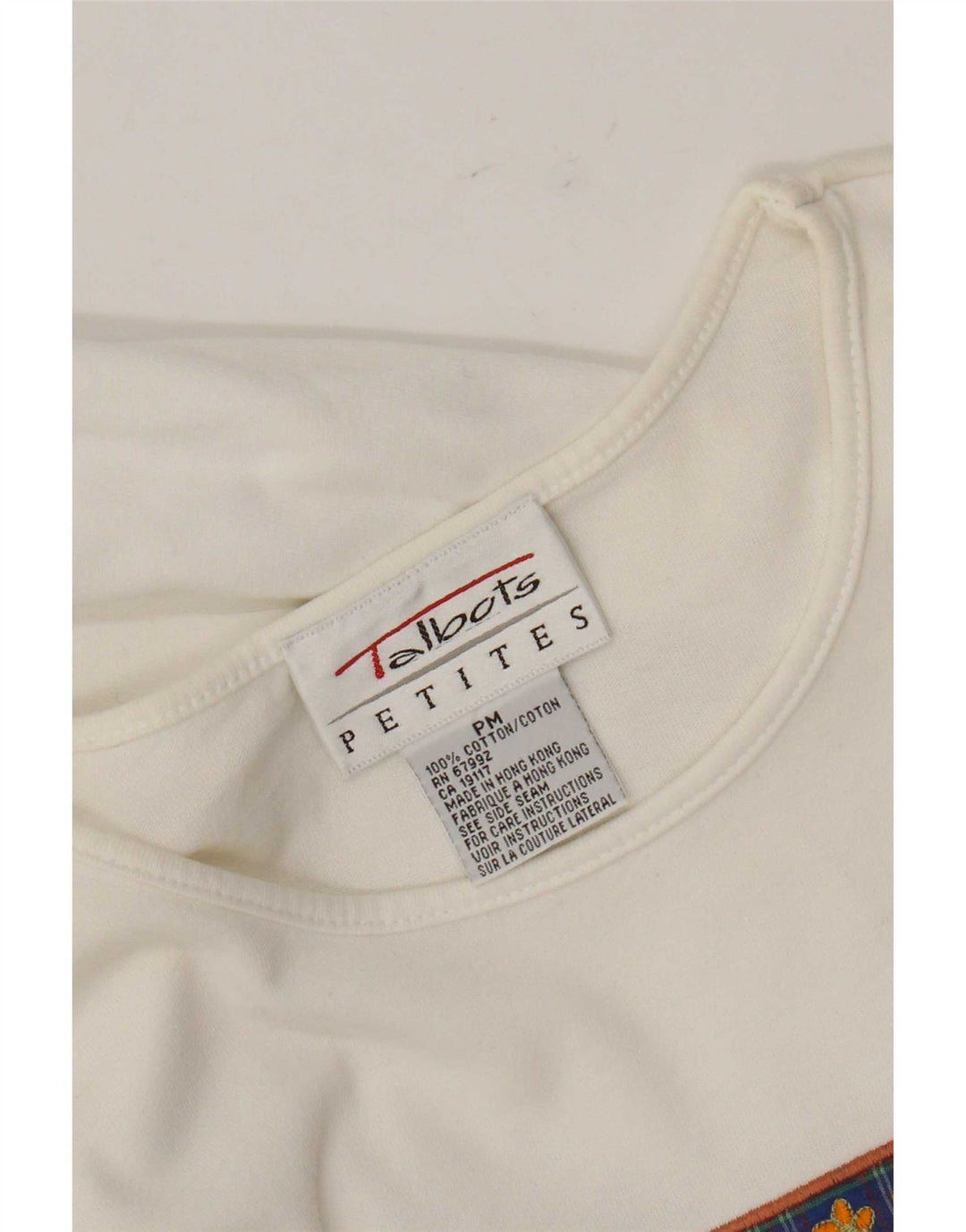 T-shirt grafica da donna Petites Talbots Top UK 14 cotone bianco medio