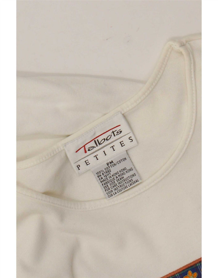 T-shirt grafica da donna Petites Talbots Top UK 14 cotone bianco medio