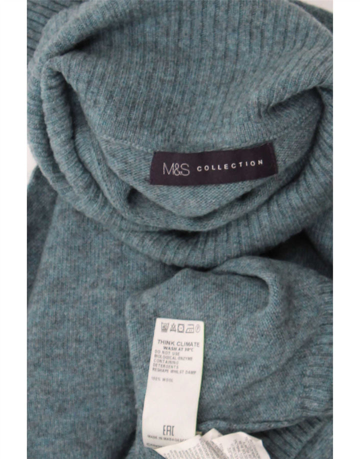 Maglione maglione a collo alto da donna Marks & Spencer UK 14 Lana blu medio
