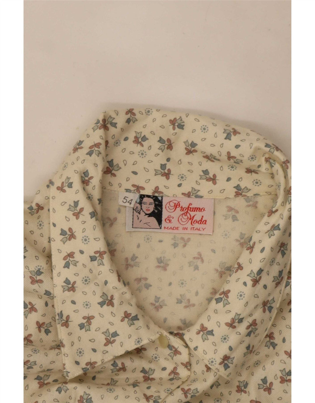 Camicia vintage da donna IT 54 3XL bianco sporco floreale
