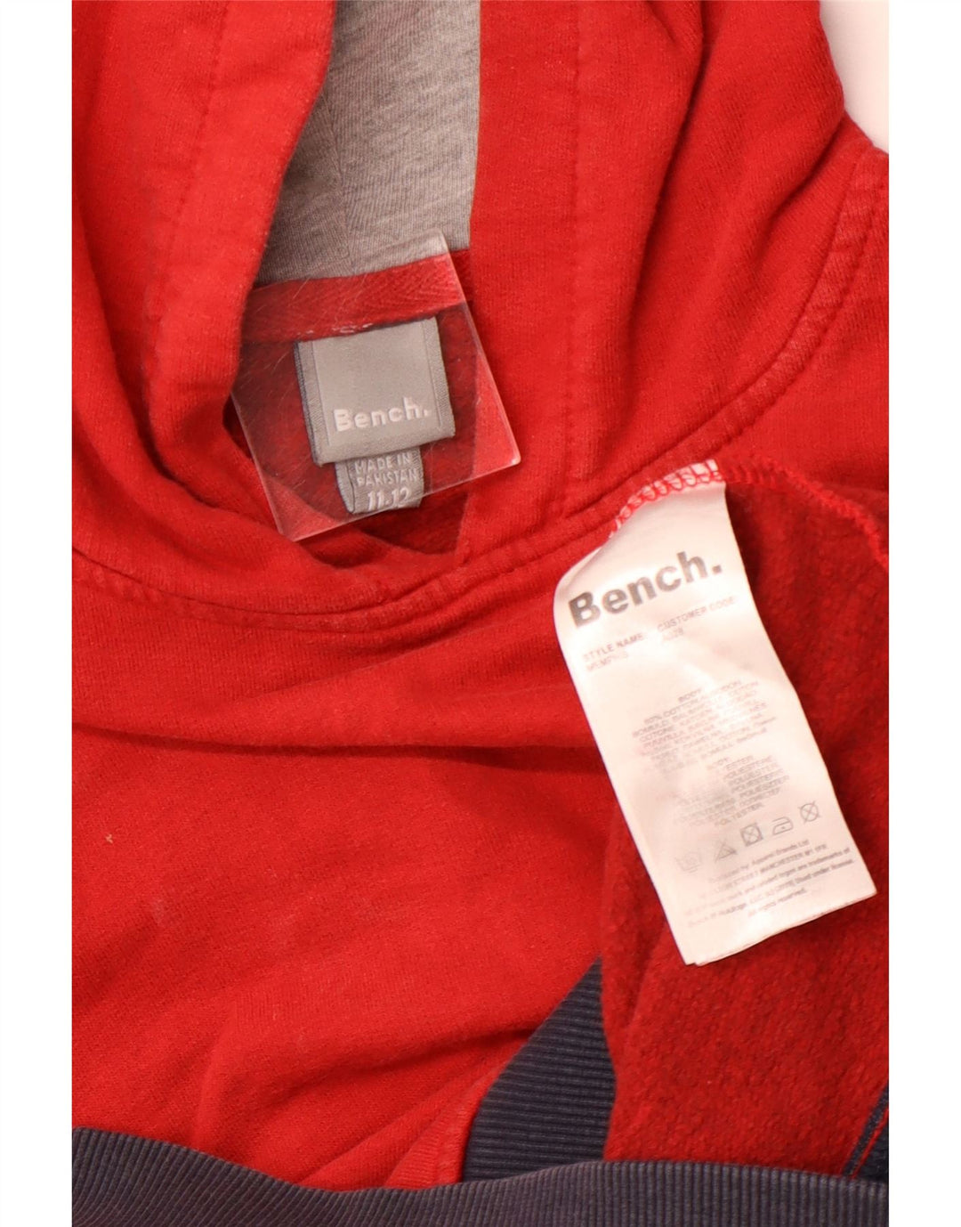Maglione con cappuccio grafico BENCH per ragazzi 11-12 anni in cotone rosso