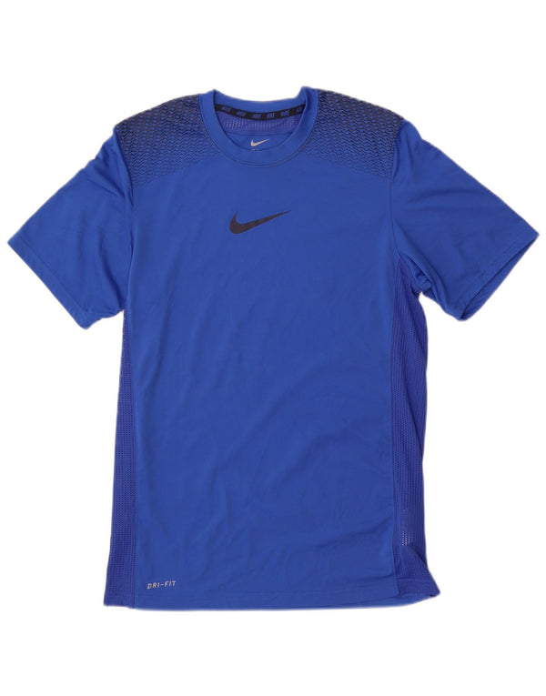 T-shirt grafica Nike Dri Fit da uomo, top in poliestere blu medio