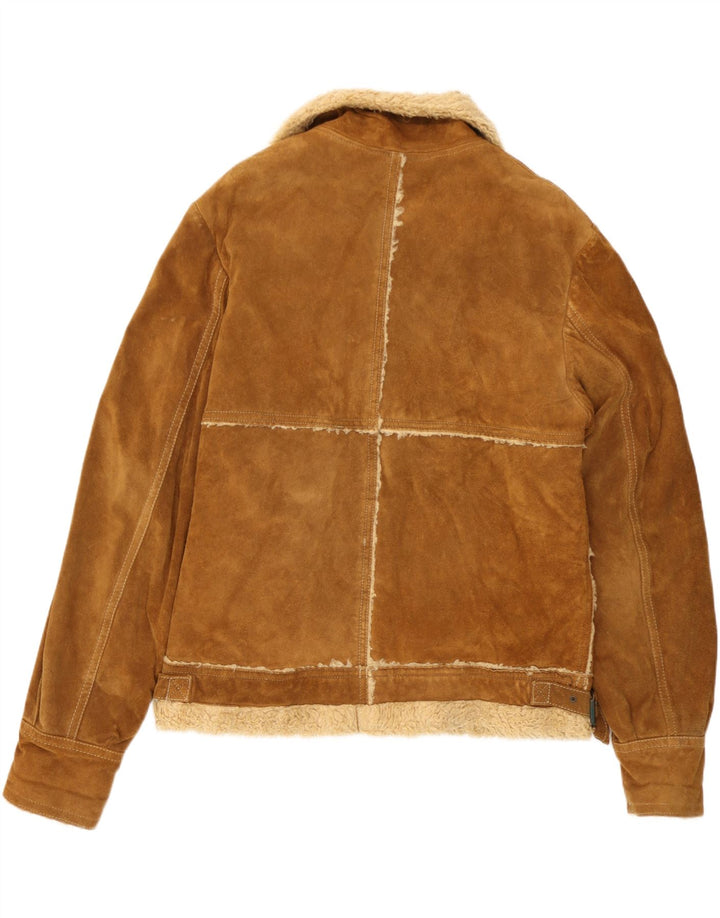 Giacca da uomo in pelle scamosciata Sherpa J.J.Scott EU 50 grande in pelle marrone