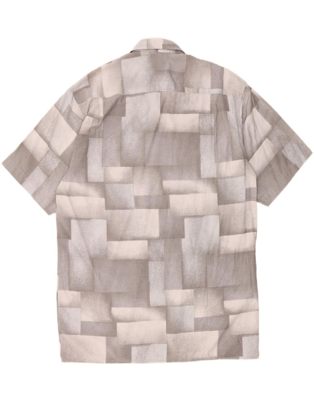 NEW FAST Mens Short Sleeve Shirt Size 41/42 Large Grey Geometric Viscose Vintage New Fast and Second-Hand New Fast from Messina Hembry 