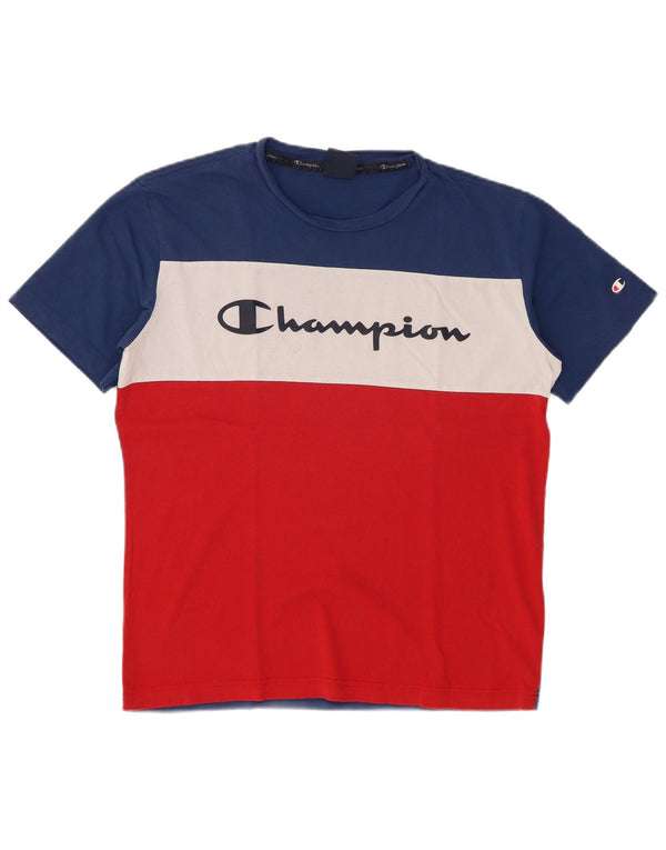 T-shirt grafica da uomo Champion Top in cotone color block medio multicolore