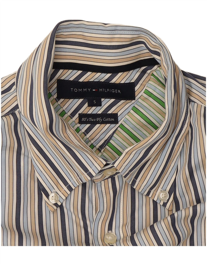 TOMMY HILFIGER Mens Shirt Small Blue Striped Cotton