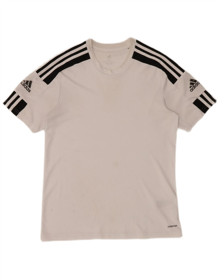 T-shirt Adidas Aeroready da uomo Top in poliestere color block bianco medio