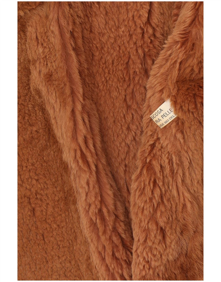 Cappotto in pelle vintage da donna UK 14 in pelle marrone medio