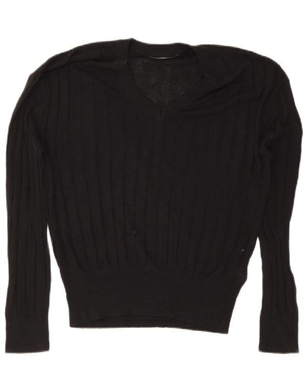 Maglione con scollo a V da donna Marks & Spencer UK 14 Viscosa nera media