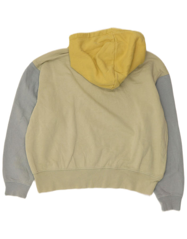 Felpa con cappuccio oversize da donna Nike UK 6 XS cotone color block giallo
