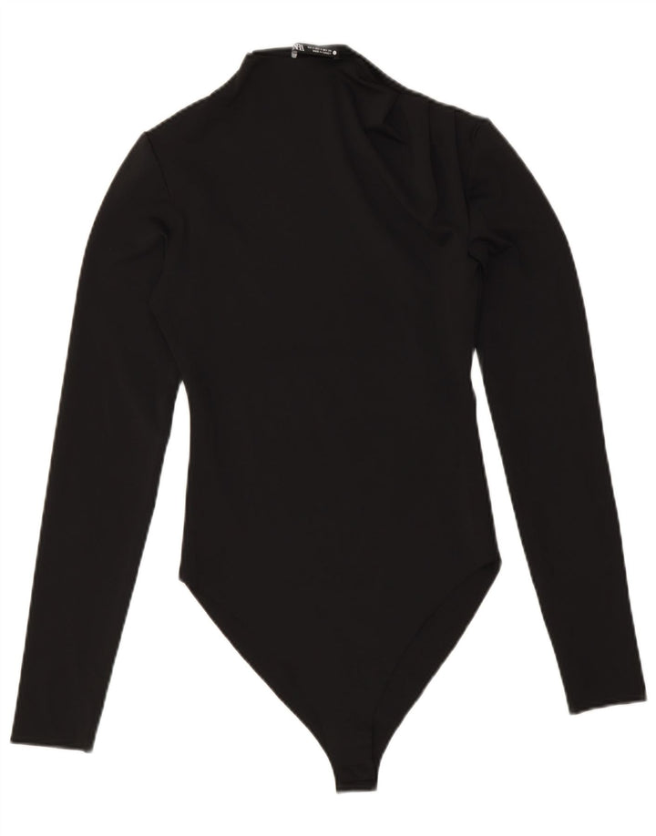 Body a maniche lunghe da donna Zara UK 8 piccolo poliestere nero