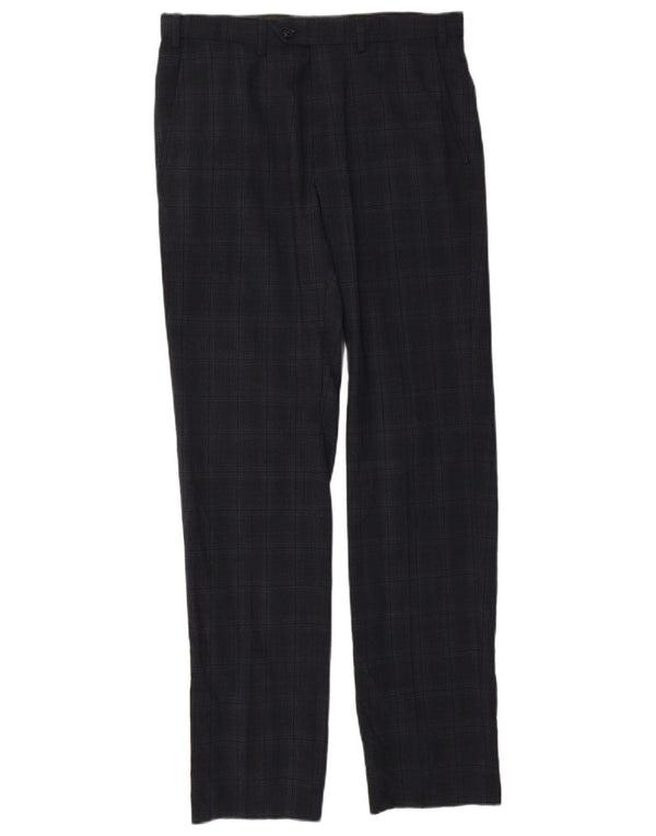 Pantaloni da abito su misura da uomo Marks & Spencer W32 L33 blu navy a quadri