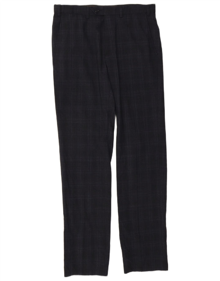 Pantaloni da abito su misura da uomo Marks & Spencer W32 L33 blu navy a quadri