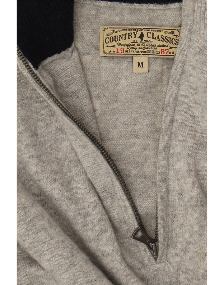 Maglione da uomo con collo con zip Marlboro Classics grigio medio screziato