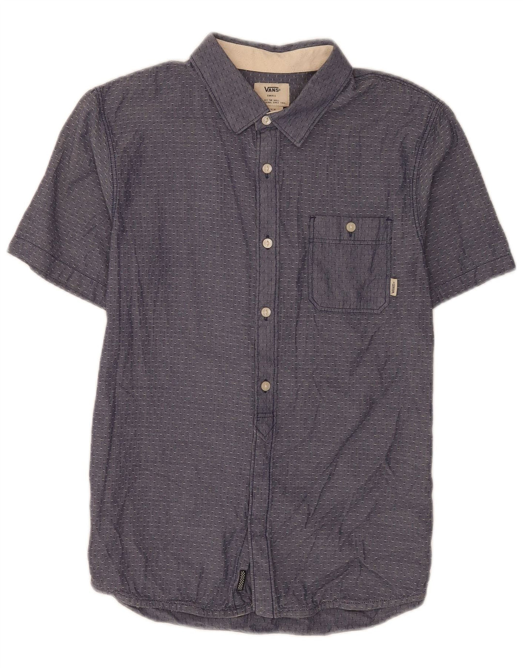 Camicia Vans da uomo a maniche corte, vestibilità regolare, piccola, in cotone maculato blu